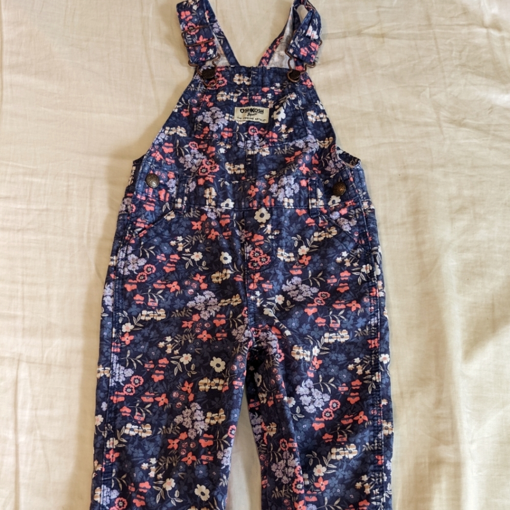 OshKosh B'gosh Navy Floral Kids One-Piece Overalls